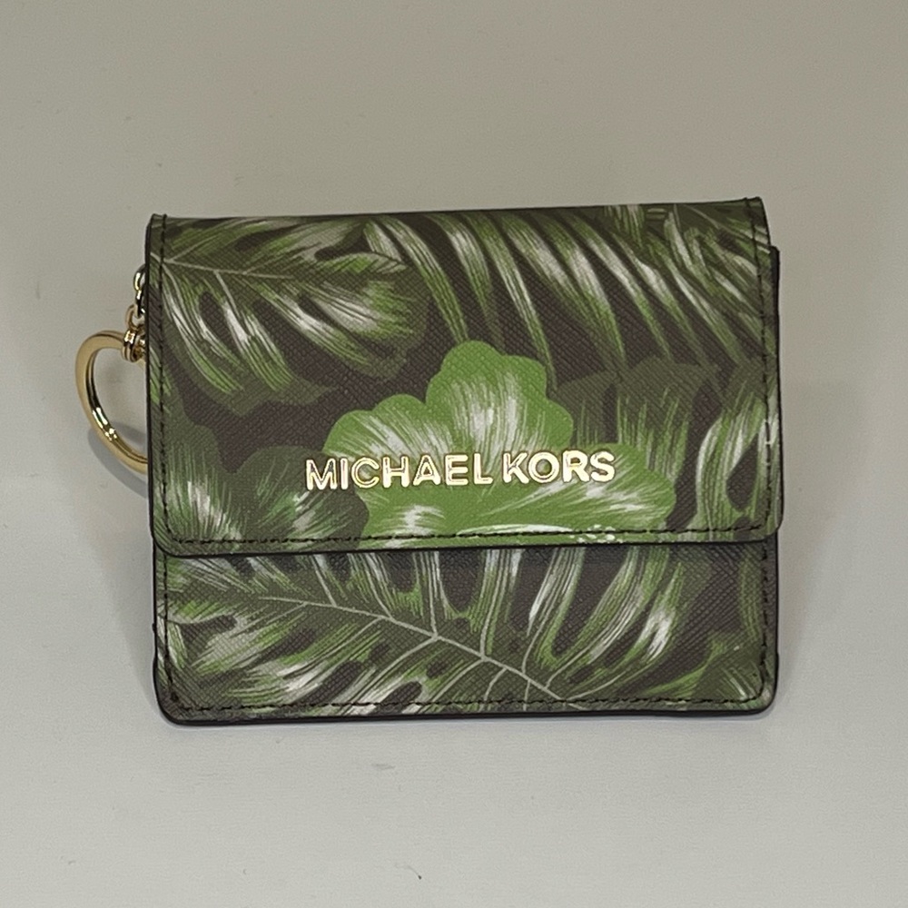 Michael Kors palm leaves keychain card holder